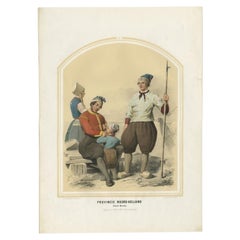 Antique Costume Print of the Province of Noord-Holland, Marken in Holland, 1857