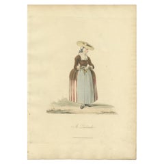 Impression de costume antique, représentant une femme néerlandaise en Zélande, 1817