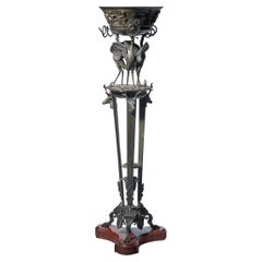 19th-Century Grand Tour Bronze Jardiniere on Concave Rouge Griotte Marble