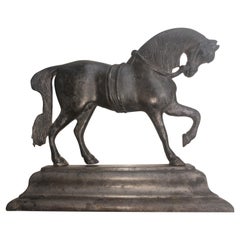 Cast Iron Used Door Stop of a Prancing Horse C1920