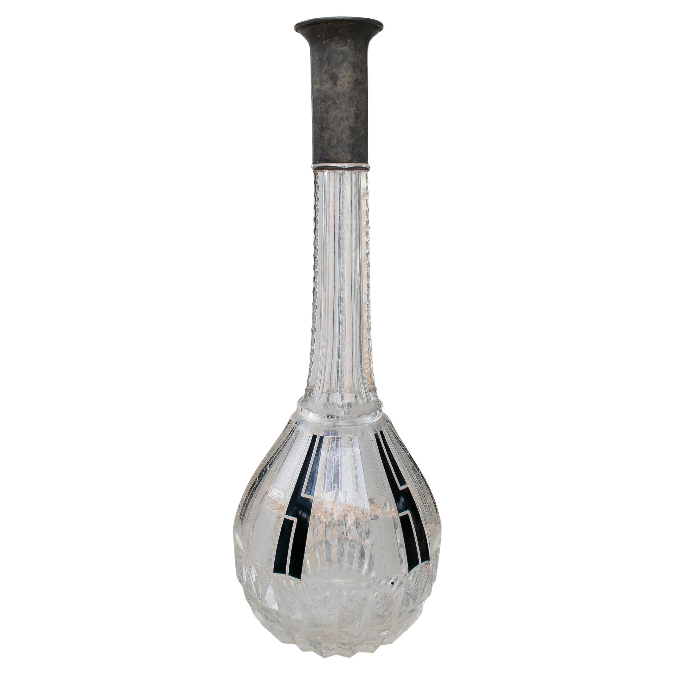 Decorative Glass Bottle with Silver Mouthpiece