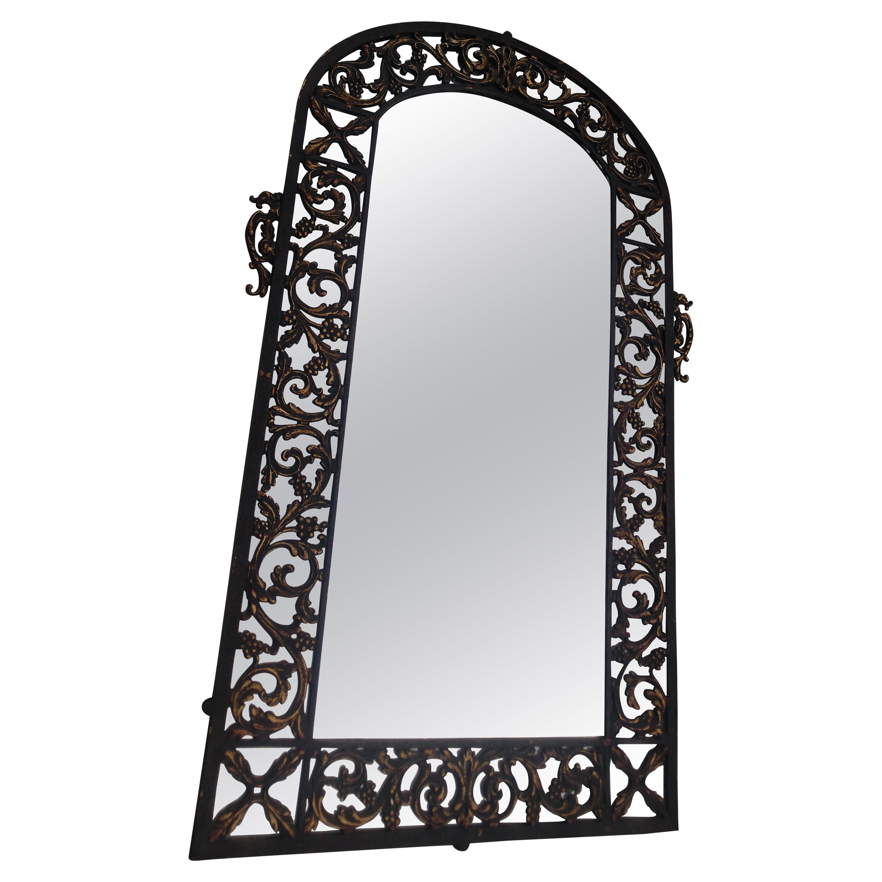 Cast Bronze Art Deco Architectural Mirror Style of Oscar Bach For Sale