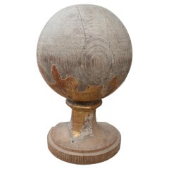 18th Century Decorative Ball Finial with Traces of Polychromy