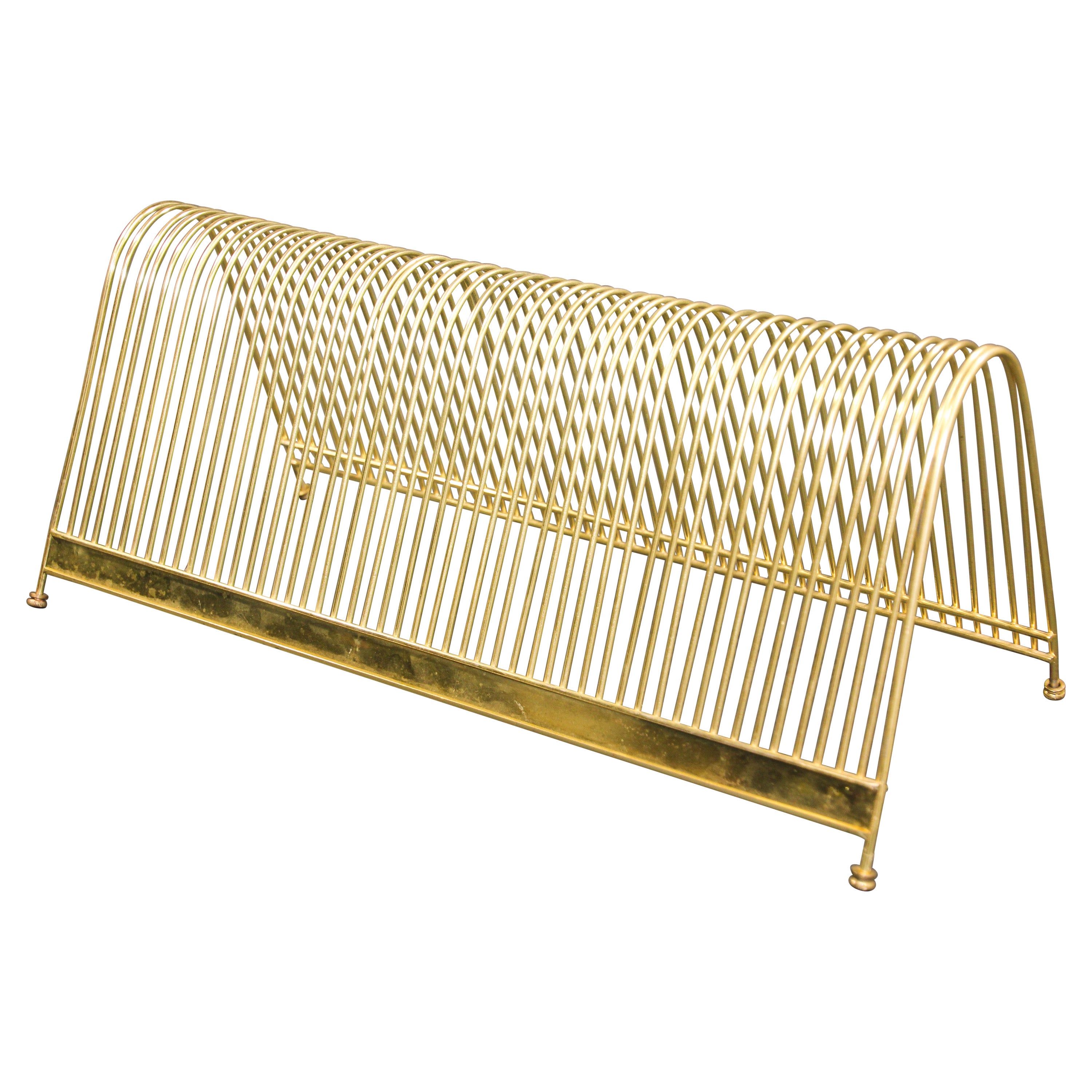 Vintage Mid-Century Modern Brass Record Rack Record Storage at 1stDibs | record holder, vintage record holder, vintage album