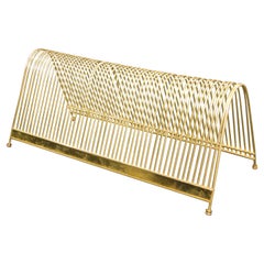 Retro Mid-Century Modern Brass Record Rack Vinyl Record Storage