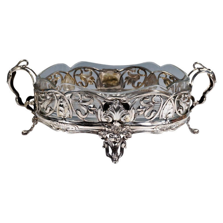Art Nouveau Silver Jardiniere with Original Glass Liner Viennese Master, ca 1900 For Sale