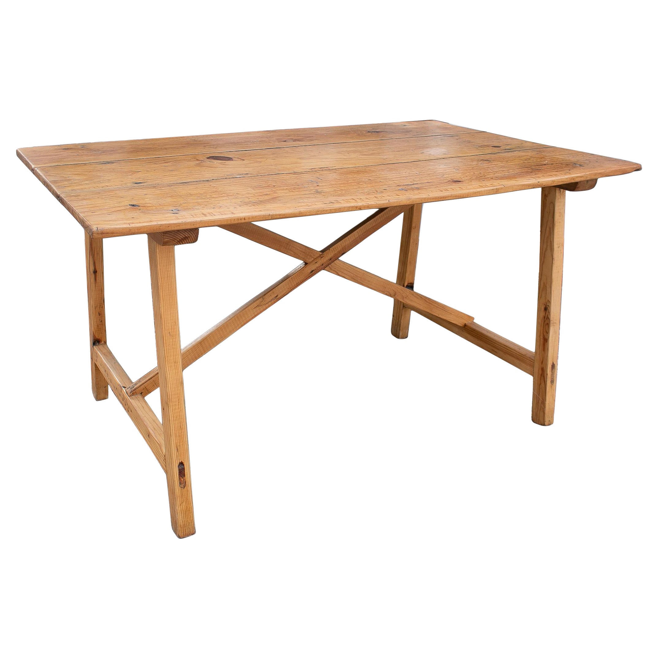 Simple Spanish Country Table in Pine Wood For Sale