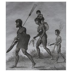Original Antique Ethnographical Print, Figures, New South Wales, Australia, 1817