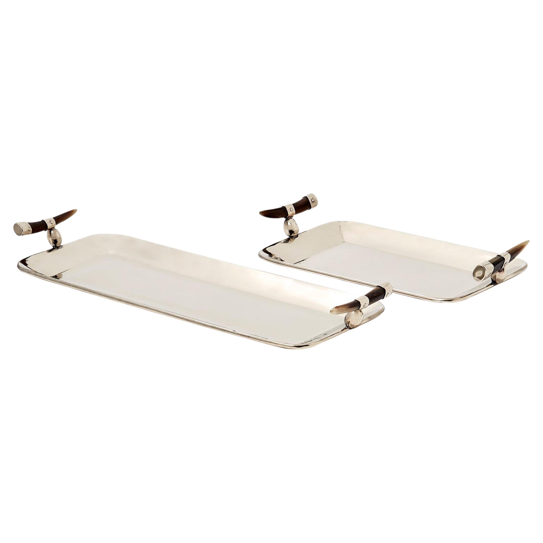 CERRO Rectangular Large Tray, Horn & Alpaca Silver