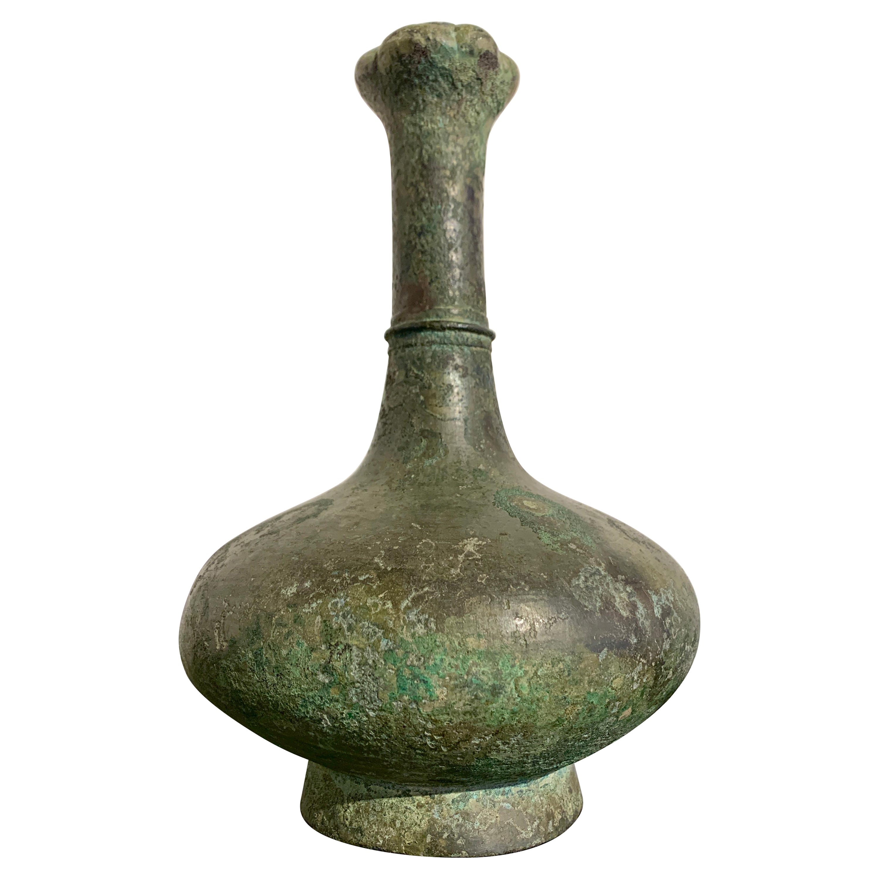 Chinese Western Han Dynasty Bronze Garlic Head Vase, 206 BC - 25 AD For Sale