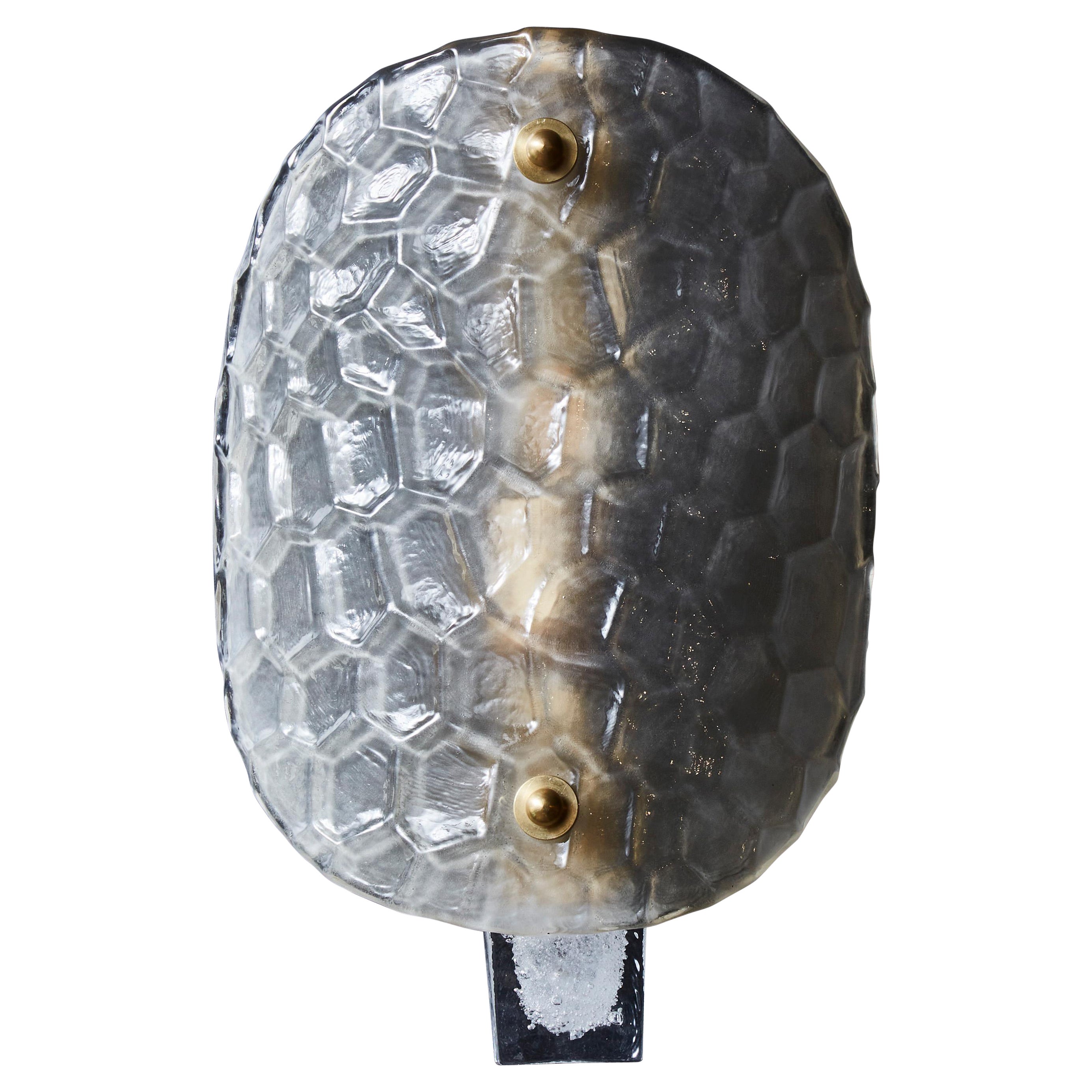 Frosted Murano Glass Oval Wall Sconces For Sale