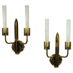 Vintage Swedish Grace Brass Wall Lamp Pair from the 1940s
