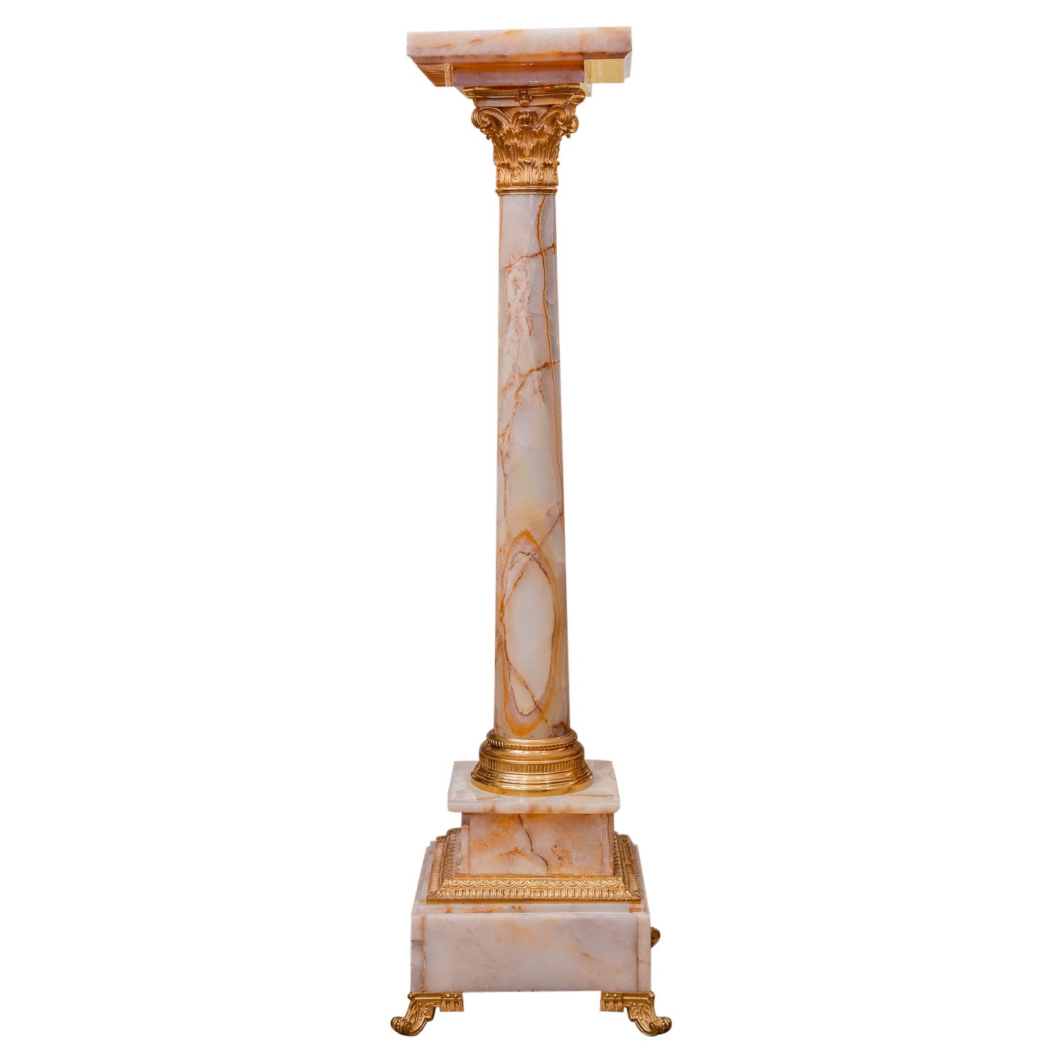 Fine 19th Century French Louis XVI Onyx and Gilt Bronze Pedestal For Sale