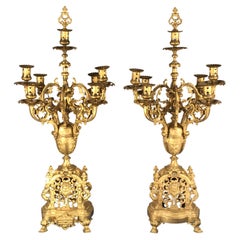 Pair of Bronze Candelabras, France, 19th Century