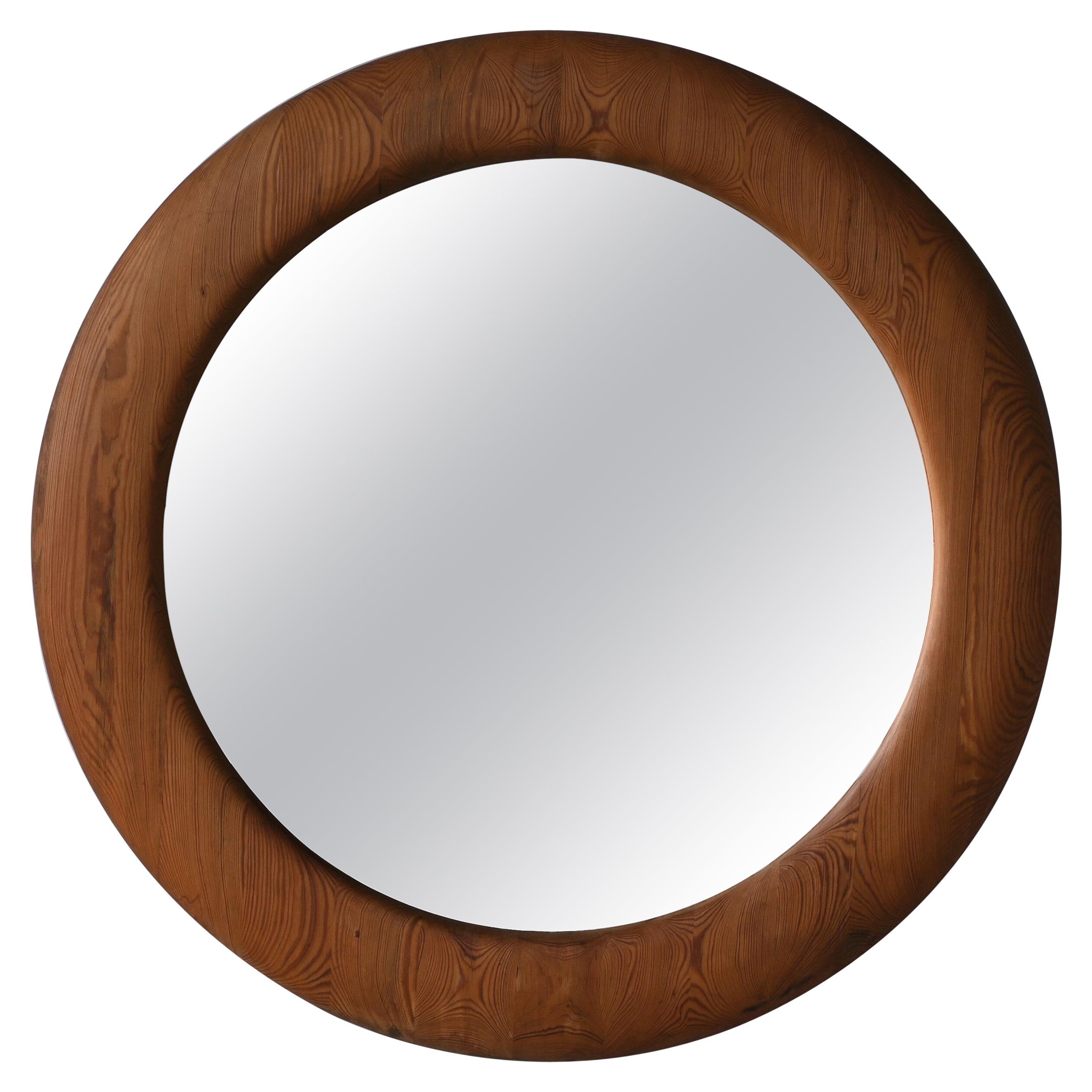 Sven Larsson, Large Wall Mirror, Solid Pine, Artist's Studio, Sweden, 1970s For Sale