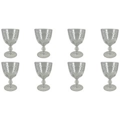 Val Saint Lambert Kent York Pattern Mid-Century Belgian Crystal Goblets, Set / 8