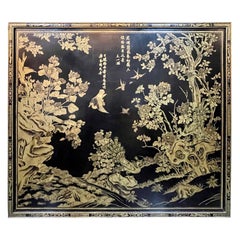 Vintage Large Scale Hand Painted Chinoiserie Panel