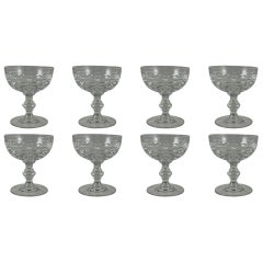 Val Saint Lambert Kent York Mid-Century Belgian Crystal Champagne Coupes, Set 8