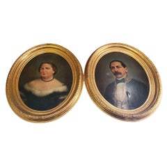 Pair of 19th Century Gilt Framed Oil on Canvas Portraits