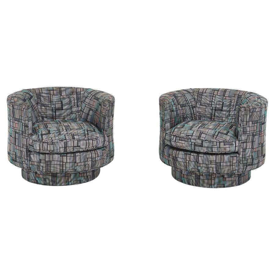 Postmodern Barrel Swivel Chairs, 1980
