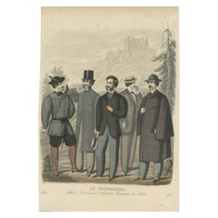 Old Fashion Print of Various Men Illustrating the Fashion Trends of May, 1862