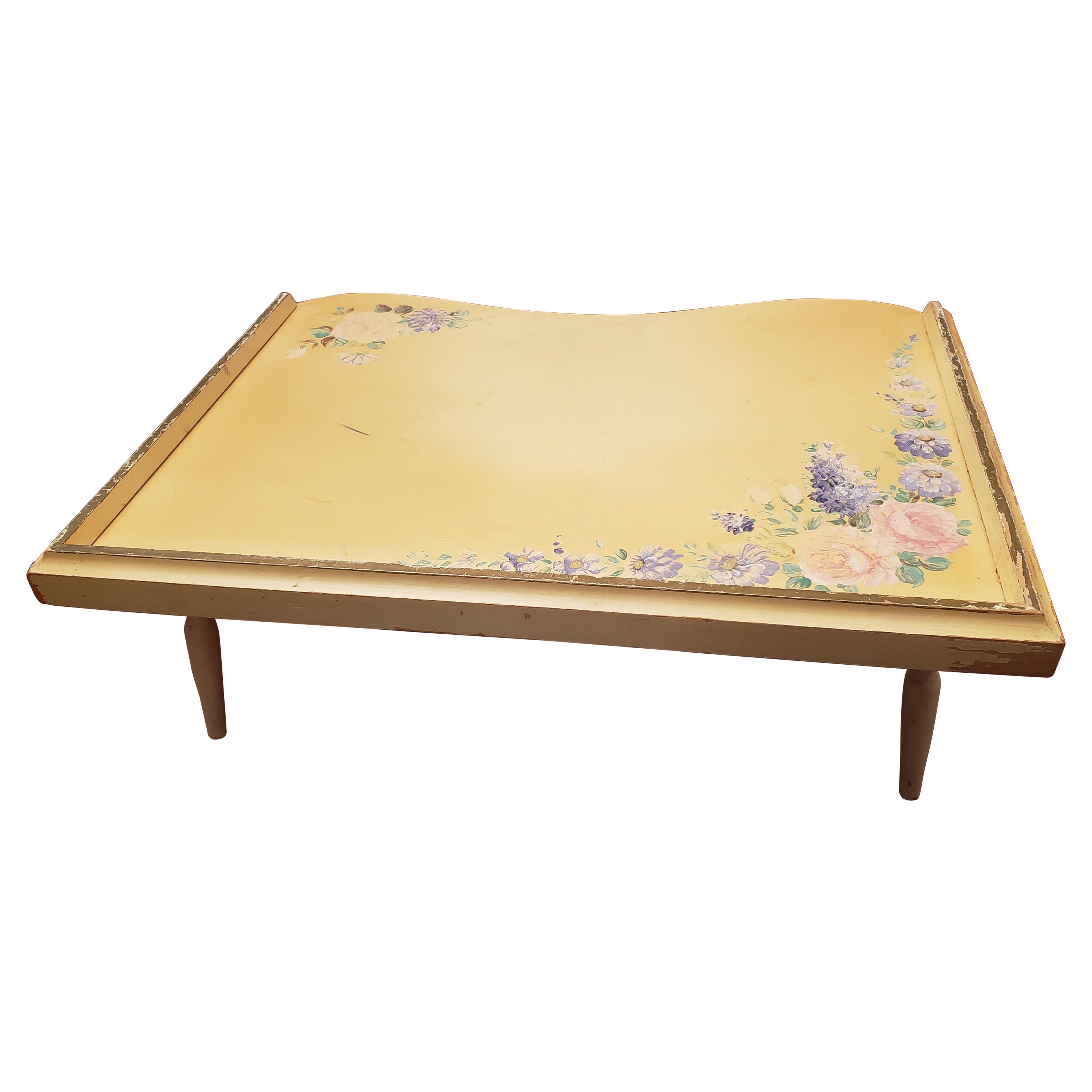 1961 Hand Painted Custom Victorian Foldable Bed Tray Lap Tray For Sale