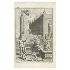 Antique Frontispiece of 'Gallia Antiqua' with Mercury, Herucules Etc, C.1728