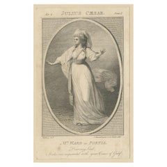 Antique Frontispiece of of Mrs Ward as Portia, 1785