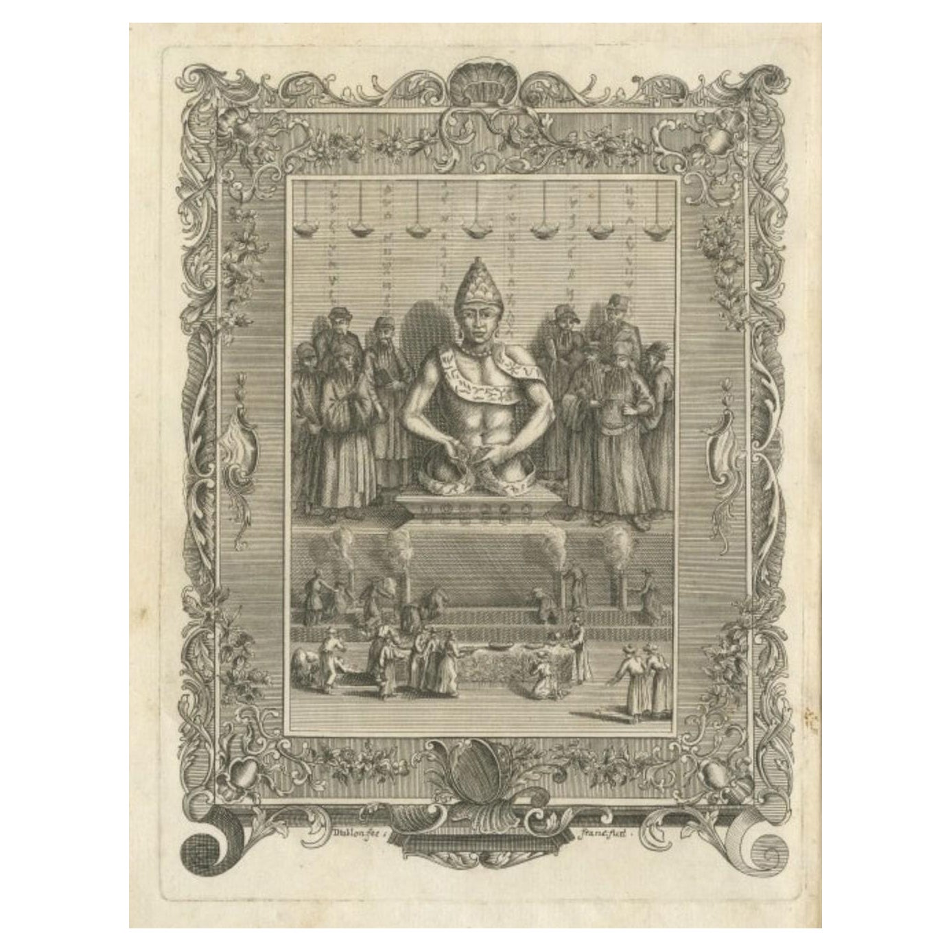 Antique Frontispiece with Religious Figures by Van Dùren, 1752