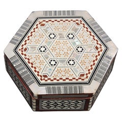  Moorish White Mosaic Marquetry Octagonal Box