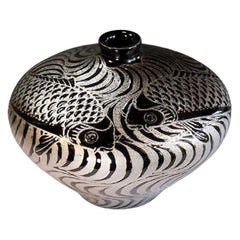 Japanese Contemporary Platinum Black Porcelain Vase by Master Artist, 6