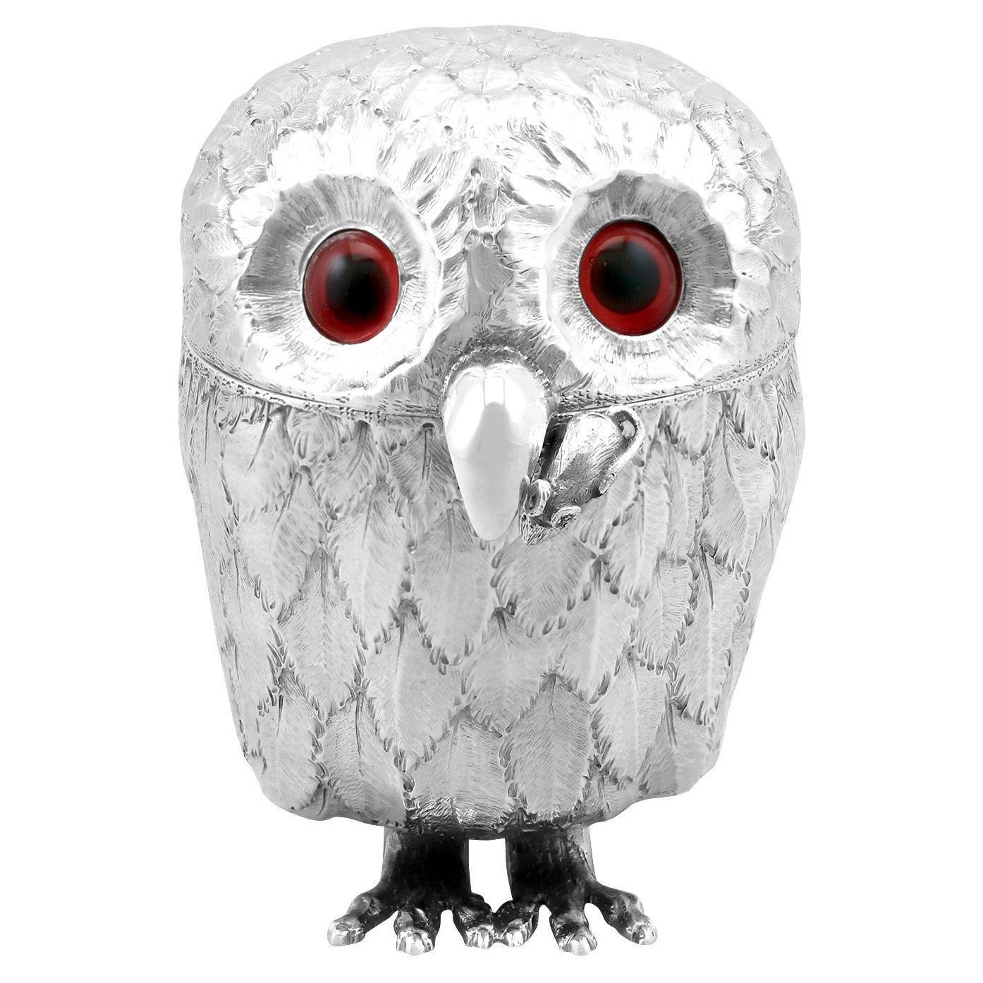 Highly Detailed Sterling Silver Owl at 1stDibs