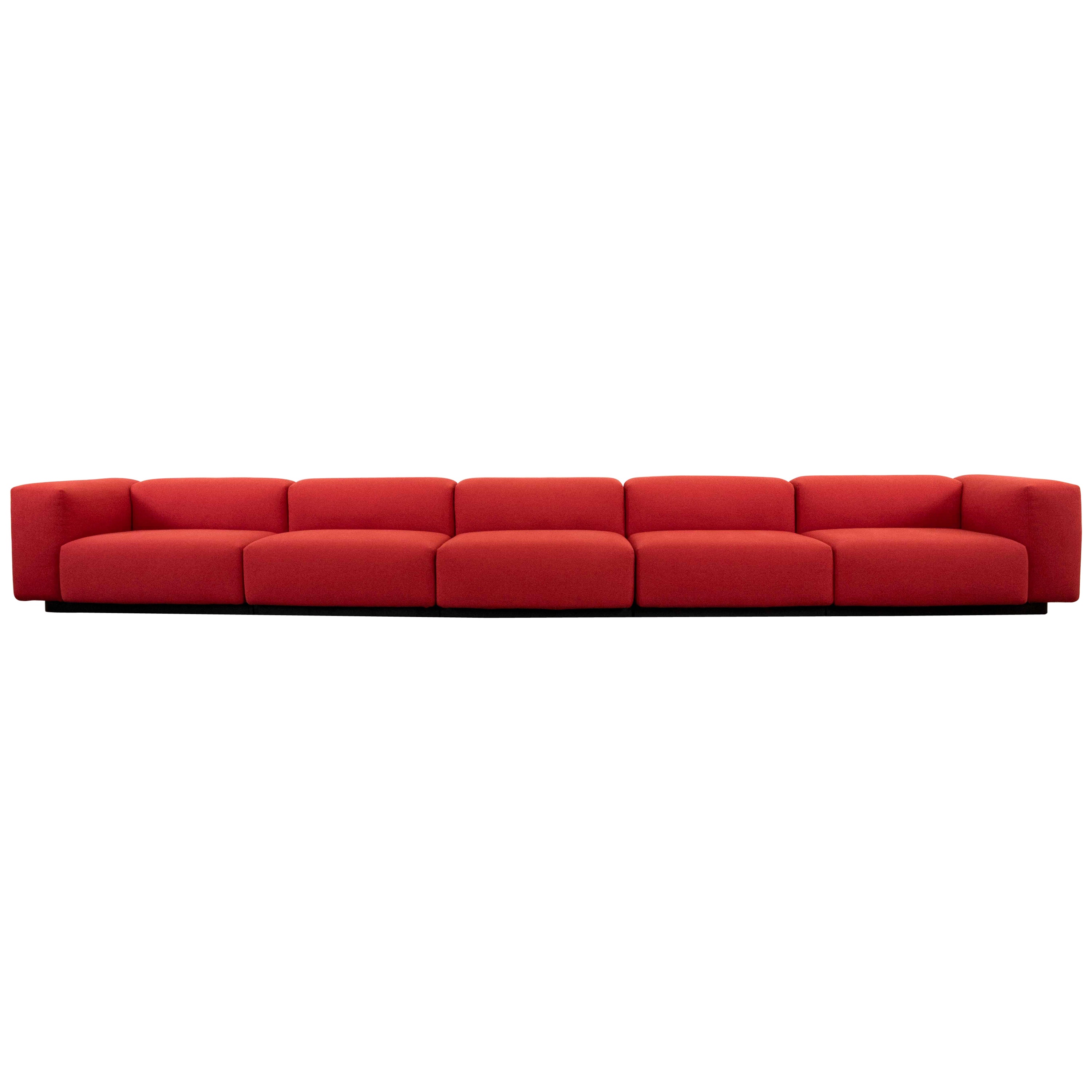 Huge Vitra Modular Soft 5-Seat Sofa by Jasper Morrison in Red Fabrics