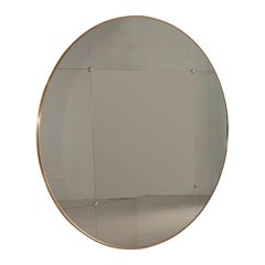 21st Century Round Art Deco Style Paneled Smoked Glass Brass Mirror