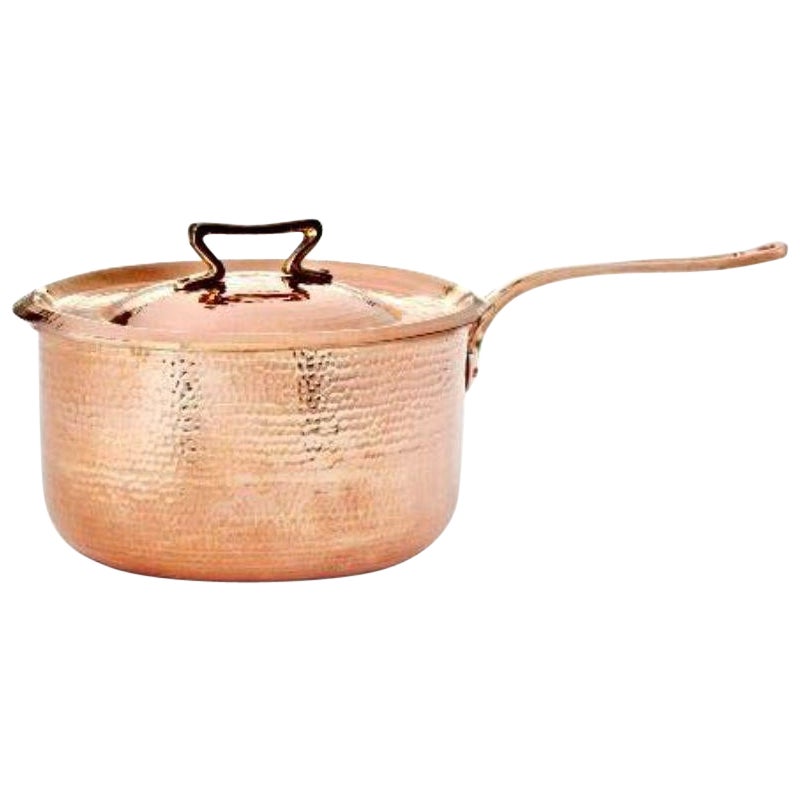 Amoretti Brothers Copper Saucepan 2.8 Qt with Standard Lid For Sale