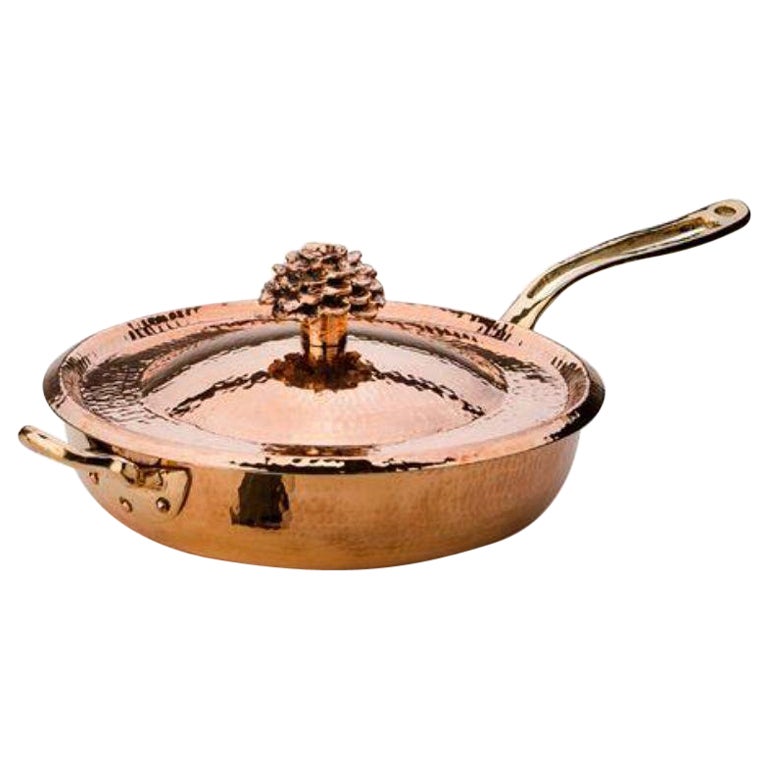 Amoretti Brothers Copper Saute Pan 3.5 qt with Flower Lid For Sale