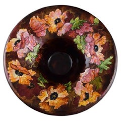 Antique Camille Fauré for Limoges, France, Art Nouveau Bronze Bowl in Enamel Work