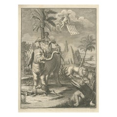 Antique Frontispiece with an Elephant, Lion, Monkey etc, 1749