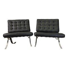 Ludwig Mies Van Der Rohe Style Barcelona Lounge Chairs, Pair