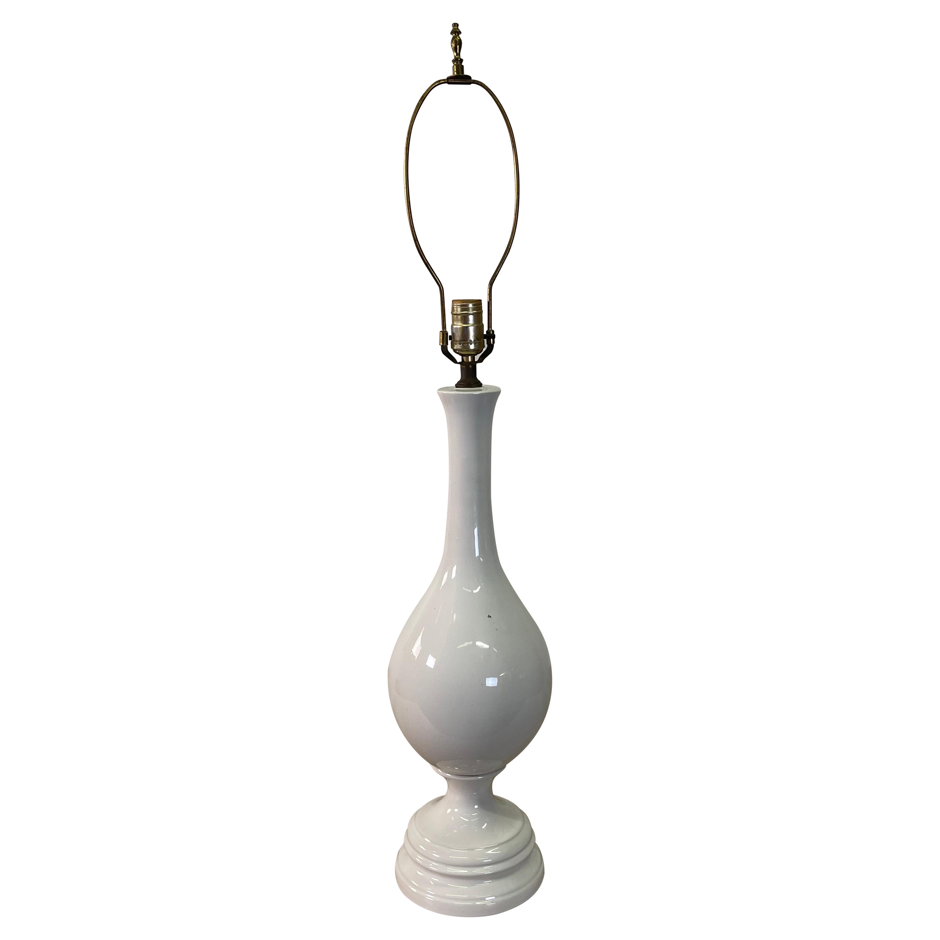 1960s White Tall Ceramic Table Lamp