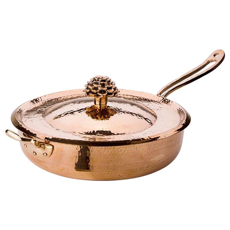 Amoretti Brothers Hammered Copper Sauté Pan "Flower" 6qt For Sale