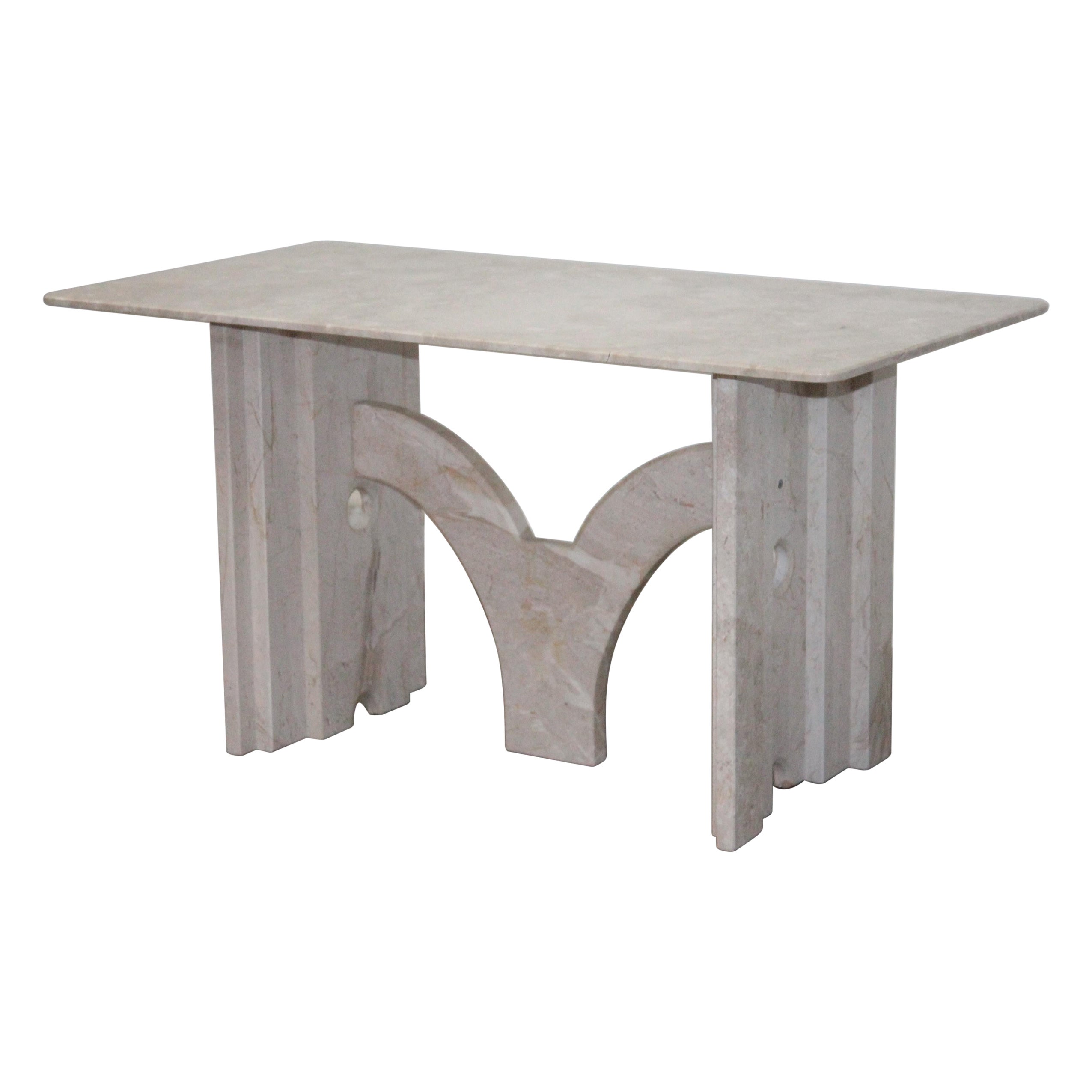 Italian Coffee Table Daino Marble 1980s in the Style of Carlo Scarpa For Sale