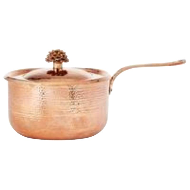 Amoretti Brothers 4.4 qt Copper Sauce Pan with Flower Lid
