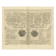 Antique Genealogy Chart of the Duchy of Anhalt Dessau, Bernburg and Zerbst, 1732