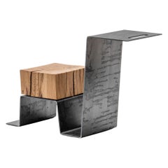 Contemporary Coffee Table by Tomasz Danielec, Raw Steel, Vintage Treated Oak