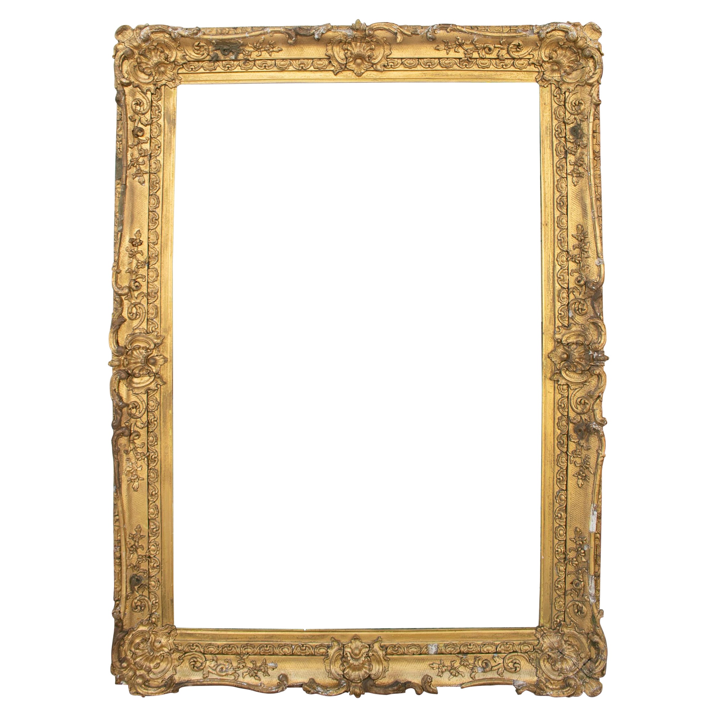 19th Century French Giltwood and Stucco Baroque Frame