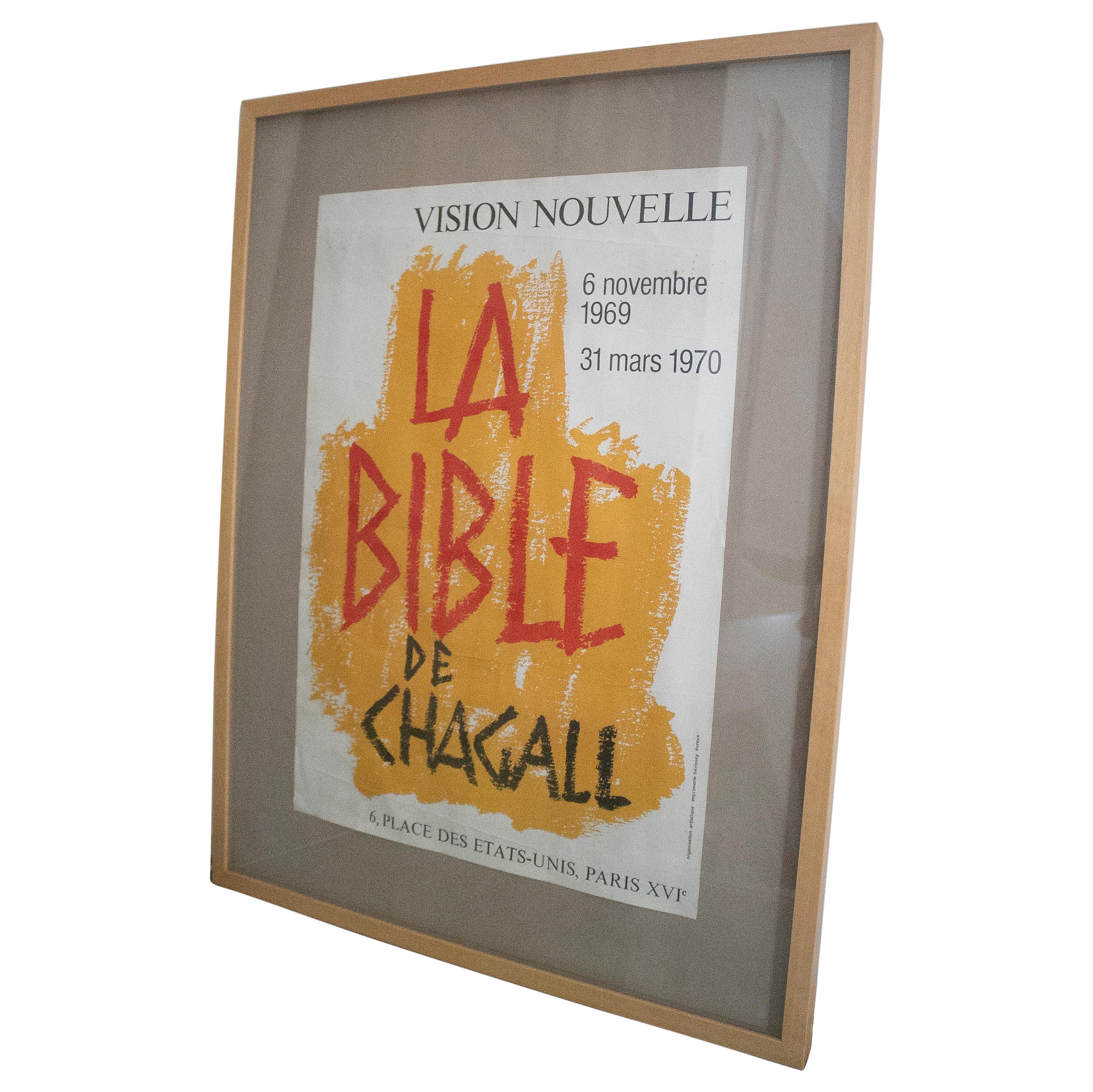 Affiche d'exposition « La Bible » encadrée, Marc Chagall, Paris 1969