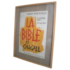 Vintage Marc Chagall, Paris 1969, "La Bible" Exhibition Poster Framed