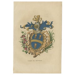 Antiker Genealogy-Druck der Familie „Baert de Neuville“ von Herckenrode, 1862