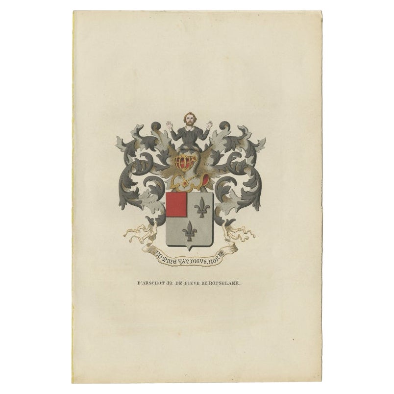 Antique Genealogy Print of the 'D'Arschot dit de Dieve de Rotselaer' Family 1862 For Sale